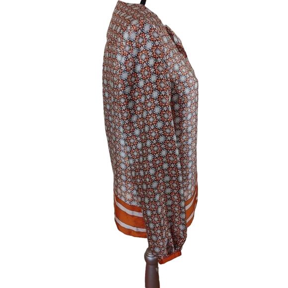 Jones New York Collection Peitite Size 8P Geometric Print Long Sleeve Blouse - Picture 7 of 10